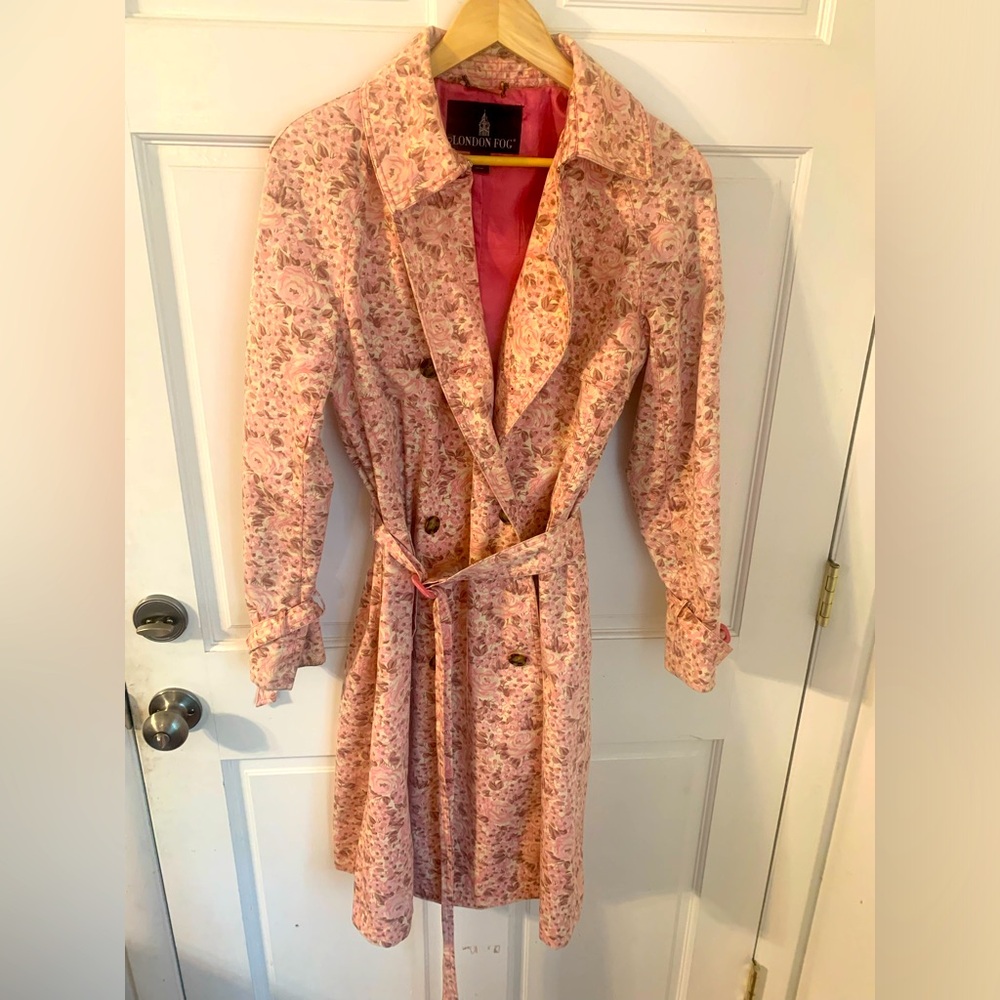 London Fog Dusty Rose Lined Trench Coat S